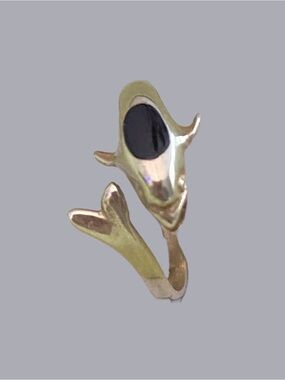 VTG Copper Black Onyx Dolphin Adjustable Wrap Ring NWT